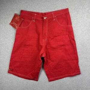 NWT Brooklyn Xpress Men's Red Shorts Linen Blend White Stitch Streetwear Size 36